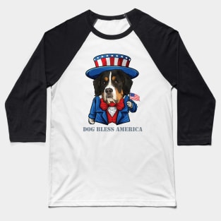 Bernese Mountain Dog Bless America Baseball T-Shirt